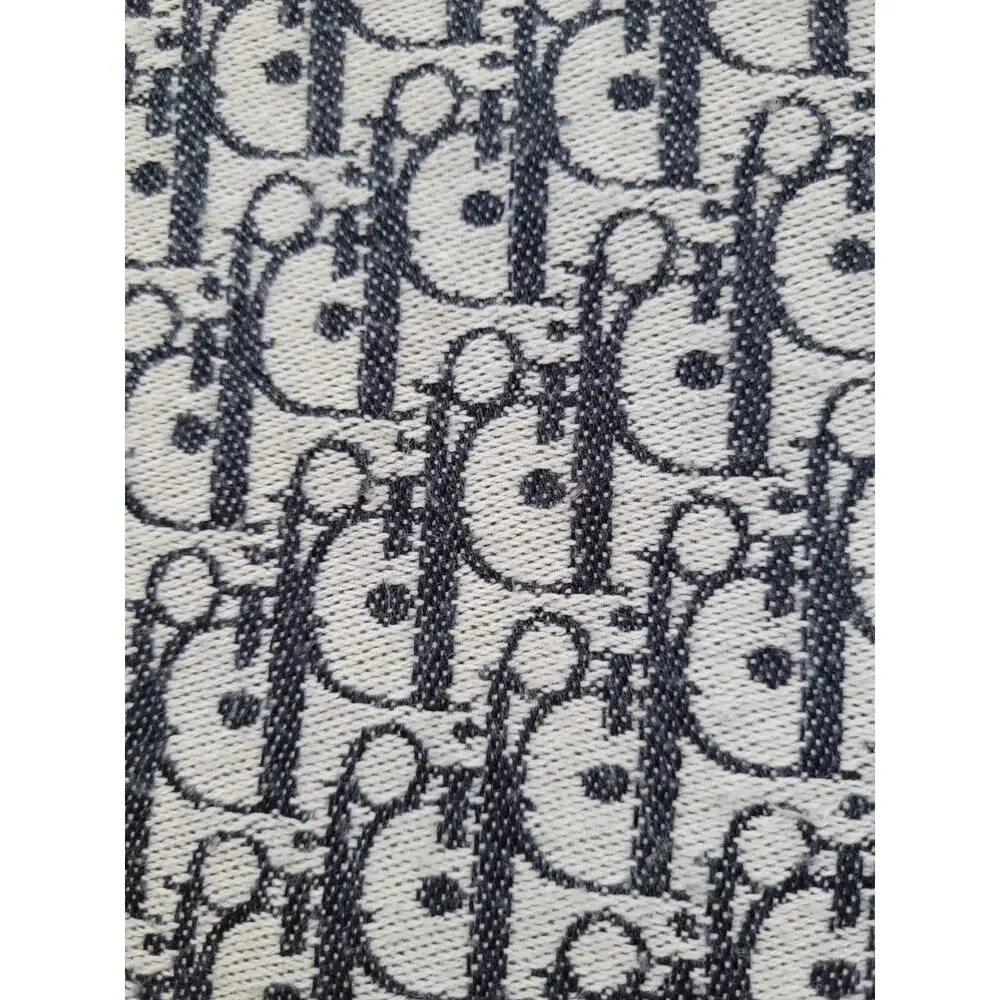 Christian Dior MONOGRAM Oblique 100% Cashmere Scarf Navy Blue & Cream 74